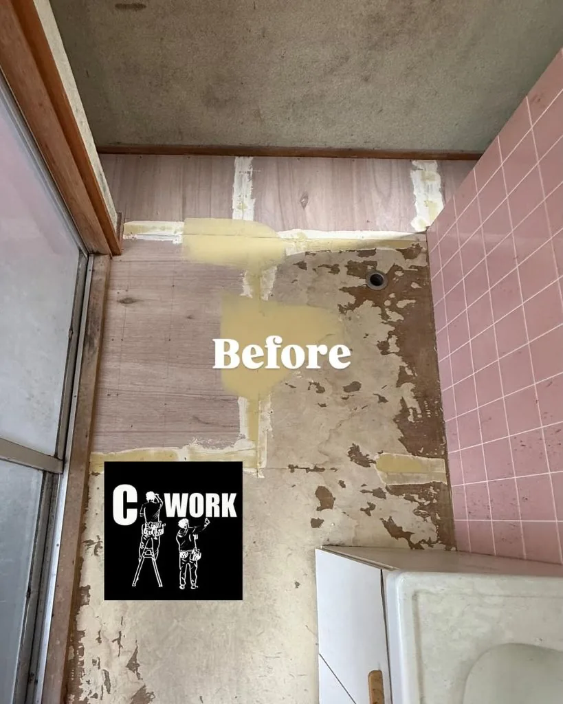 洗面所床張替 Before